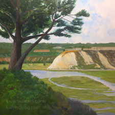Silvery Streams Newport Back Bay oil painting commission 40 x 40 inches